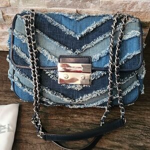 MICHAEL Michael Kors Sloan Large Denim Chevron Shoulder Bag